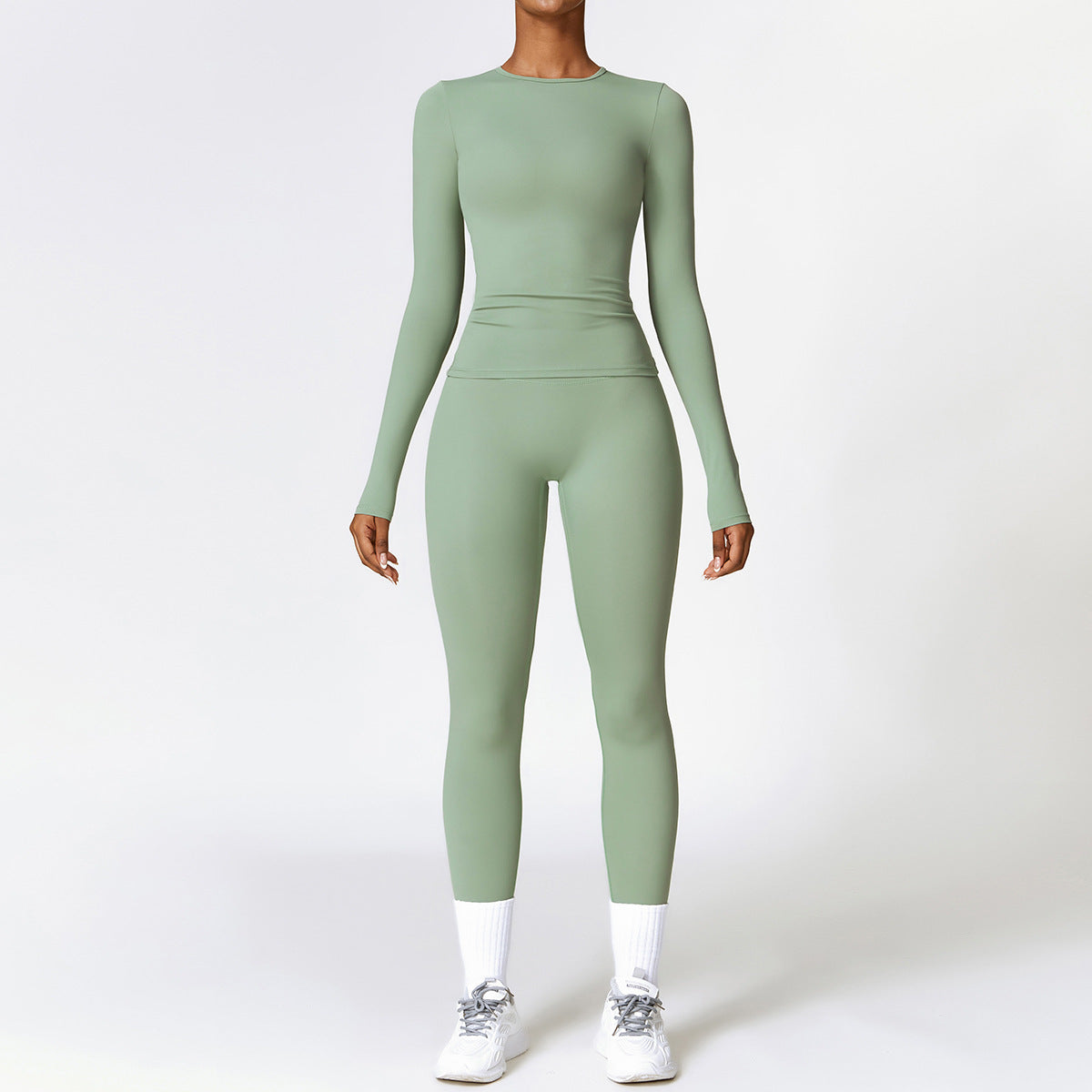 Tight-fitting Brushed Yoga Suit Quick-drying Fitness Clothes  Fitness Long Sleeve Tracksuits Sports Suit Gym Top High Waist Leggings Women Sets Yoga Set