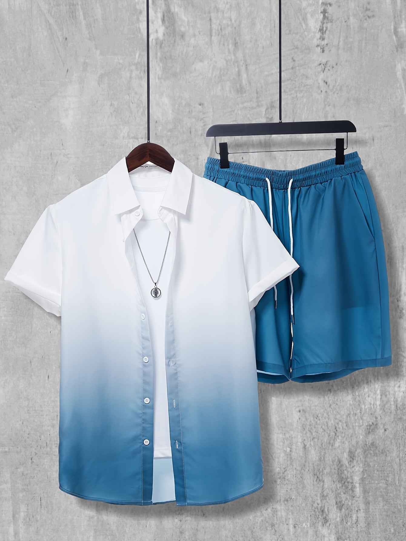 Summer New Shirt Shorts Suit 3D Printed Casual Men's Cardigan