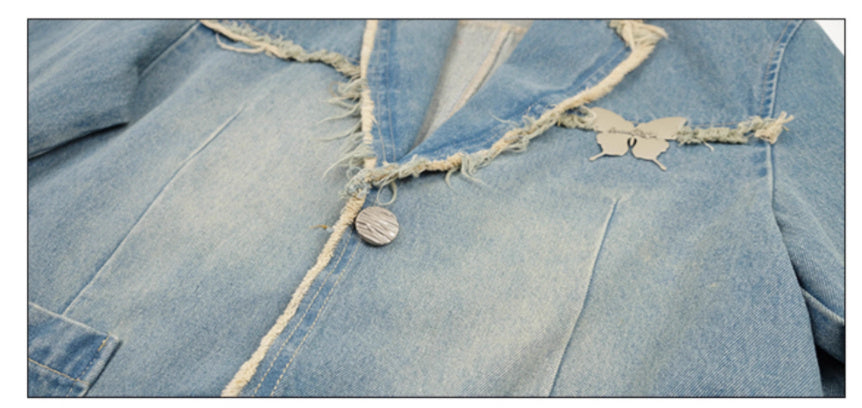 Casual Loose Denim Suit Jacket For Women