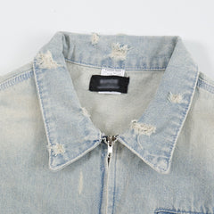 Punk Worn Out Denim Clothes Jacket Men