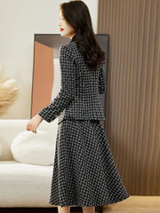 Autumn And Winter Plaid Woolen Classic Style Suit Women