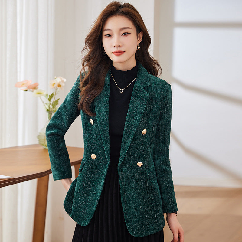 Wine Red Long Sleeve Suit Coat Women