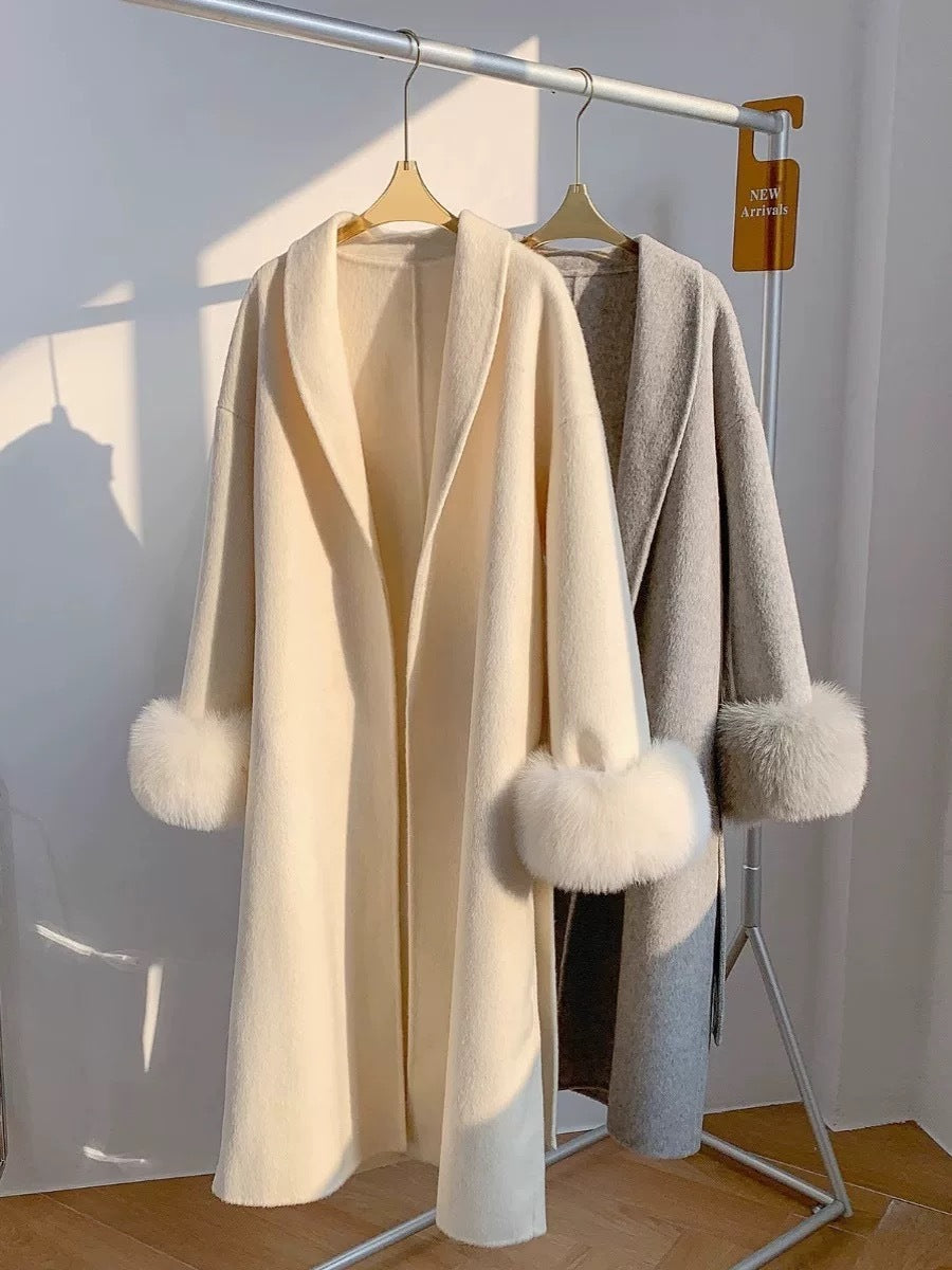 Women's Long Lapel Reversible Cashmere Coat