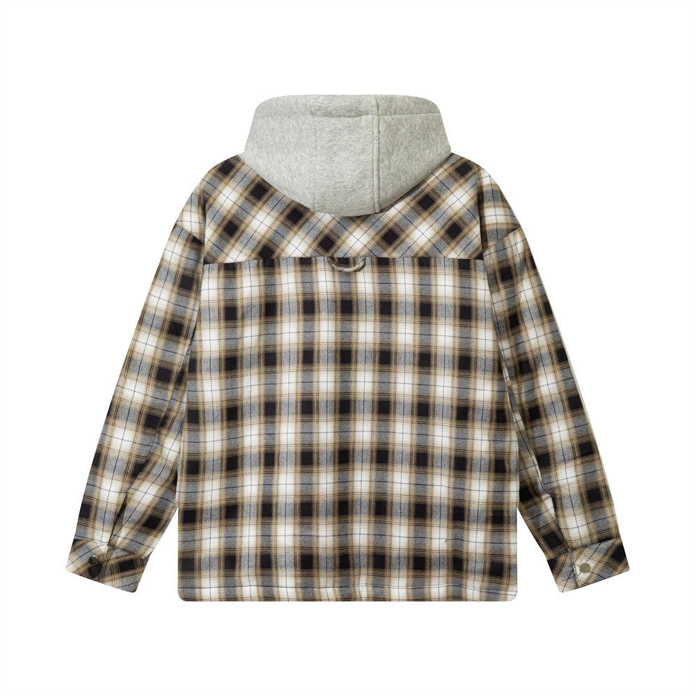 Color Matching Plaid Cotton Coat Fashion Men