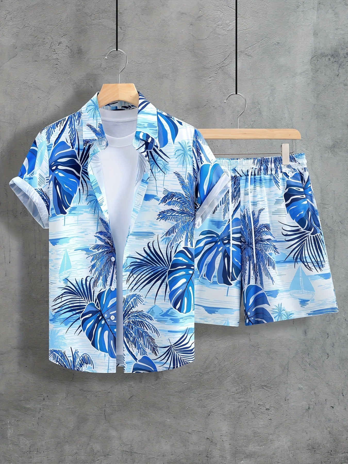 Summer New Shirt Shorts Suit 3D Printed Casual Men's Cardigan