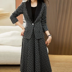 Autumn And Winter Plaid Woolen Classic Style Suit Women